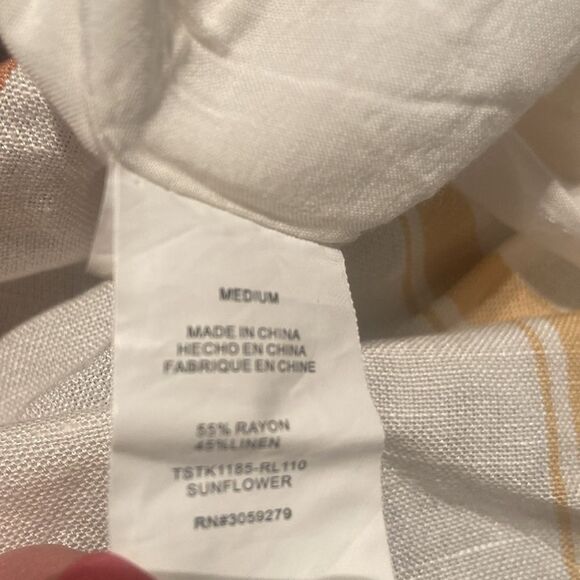 Linen blend Striped Sleeveless Button-Up dress thread and supply medium - Picture 7 of 8